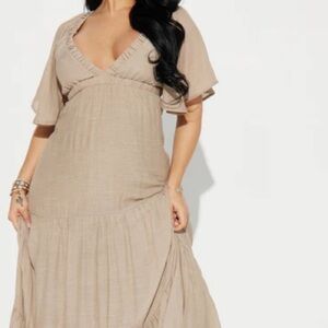 Elena Ruffle Maxi Dress - Mocha